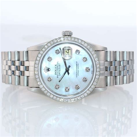 rolex datejust 36 white gold diamond bezel|Rolex Datejust diamond bezel aftermarket.